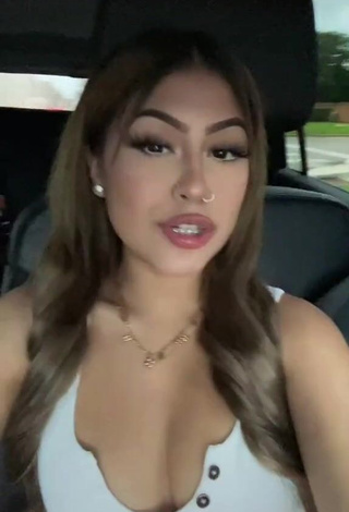 1. Lovely Desiree Montoya in White Crop Top in a Car