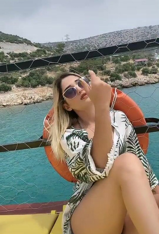 Sexy Eda Aslankoç in Olive Bikini in the Sea