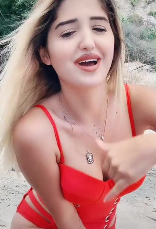 3. Sexy Eda Aslankoç in Red Swimsuit at the Beach