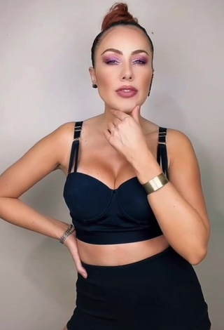 1. Hot Erika Shows Cleavage in Black Crop Top