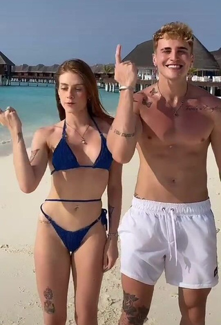 Hot Flávia Charallo in Blue Bikini at the Beach