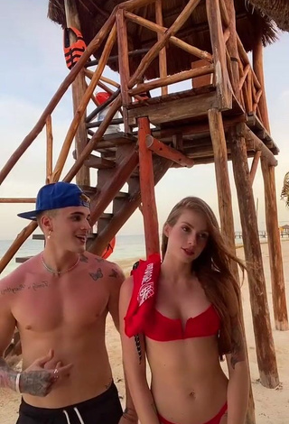 1. Sexy Flávia Charallo in Red Bikini at the Beach