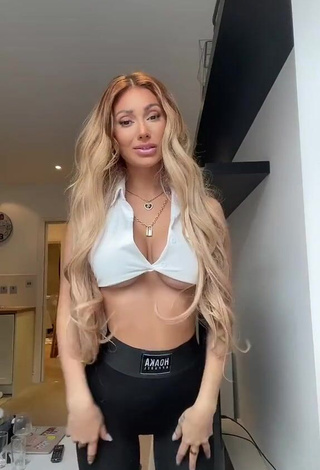 Hot Francesca Farago Shows Cleavage in White Crop Top (Underboob)