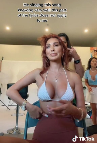 4. Sexy Francesca Farago Shows Cleavage in White Bikini Top