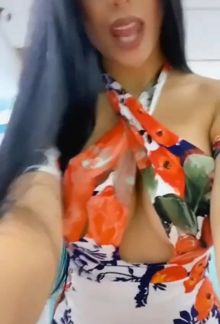 Cute Franjomar Shows Cleavage in Floral Dress (Side Boob)