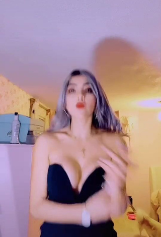 Sexy Frida Ximena Shows Cleavage in Black Overall