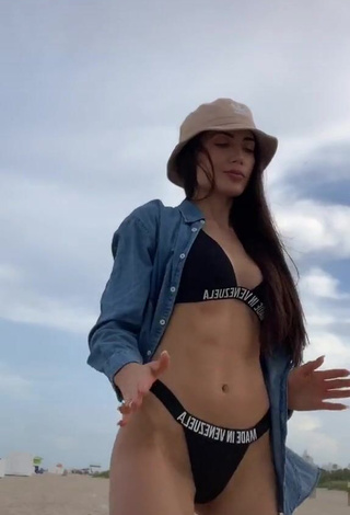 Georgina Mazzeo in Cute Black Bikini at the Beach