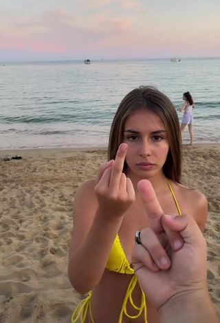 1. Really Cute Isabelli Brunelli in Yellow Bikini at the Beach