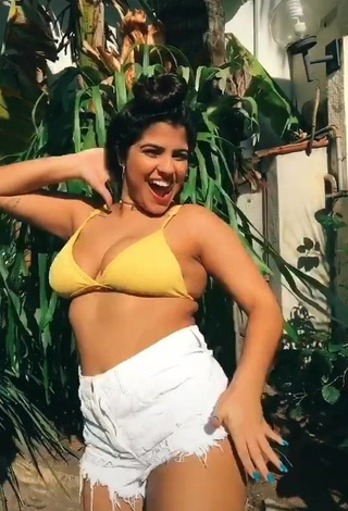 4. Julia Antunes Looks Seductive in Yellow Bikini Top and Bouncing Big Boobs