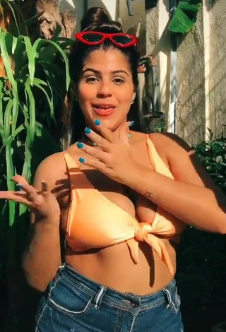 3. Magnificent Julia Antunes in Orange Bikini Top and Bouncing Big Boobs