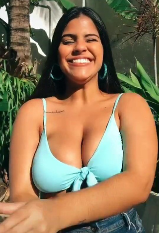 1. Sexy Julia Antunes Shows Cleavage in Blue Bikini Top and Bouncing Big Boobs