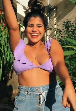 1. Attractive Julia Antunes Shows Cleavage in Purple Bikini Top and Bouncing Tits (Side Boob)