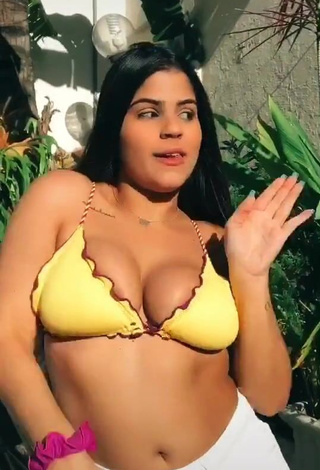 1. Cute Julia Antunes Shows Cleavage in Yellow Bikini Top and Bouncing Big Tits