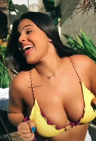 4. Cute Julia Antunes Shows Cleavage in Yellow Bikini Top and Bouncing Big Tits