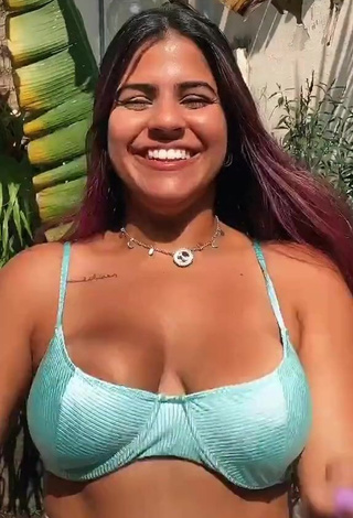 1. Desirable Julia Antunes Shows Cleavage in Blue Bikini Top and Bouncing Boobs