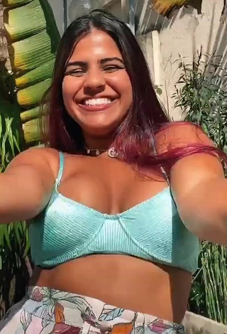 Desirable Julia Antunes Shows Cleavage in Blue Bikini Top and Bouncing Boobs