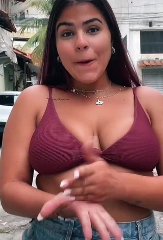 1. Julia Antunes Shows Cleavage in Sexy Red Bikini Top