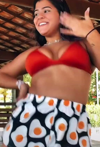 Really Cute Julia Antunes Shows Cleavage in Red Bikini Top