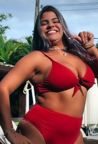 4. Cute Julia Antunes Shows Cleavage in Red Bikini