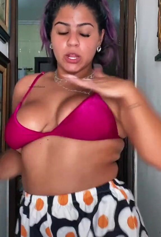 1. Hottie Julia Antunes Shows Cleavage in Pink Bikini Top and Bouncing Big Boobs