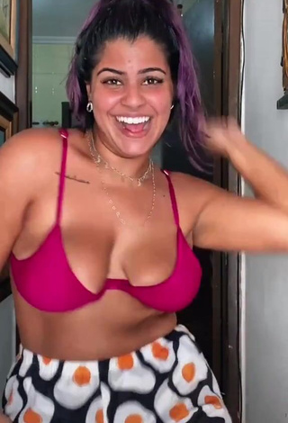 4. Hottie Julia Antunes Shows Cleavage in Pink Bikini Top and Bouncing Big Boobs