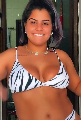 1. Really Cute Julia Antunes Shows Cleavage in Zebra Bikini and Bouncing Big Breasts