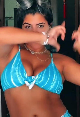 1. Sexy Julia Antunes Shows Cleavage in Blue Bikini