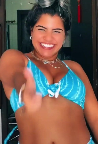 Sexy Julia Antunes Shows Cleavage in Blue Bikini