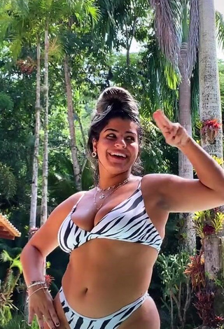 1. Lovely Julia Antunes Shows Cleavage in Zebra Bikini