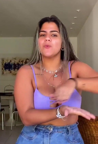 3. Desirable Julia Antunes Shows Cleavage in Purple Crop Top and Bouncing Big Boobs