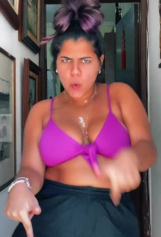 1. Lovely Julia Antunes Shows Cleavage in Violet Bikini Top and Bouncing Breasts