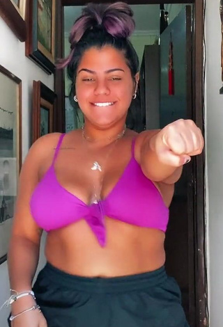 3. Lovely Julia Antunes Shows Cleavage in Violet Bikini Top and Bouncing Breasts