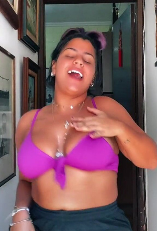 4. Lovely Julia Antunes Shows Cleavage in Violet Bikini Top and Bouncing Breasts