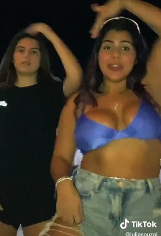 4. Julia Antunes Shows Cleavage in Erotic Blue Bikini Top