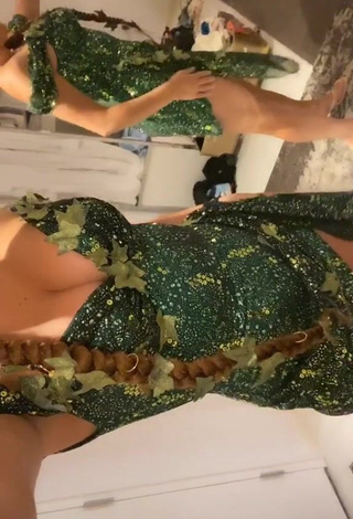 Sexy Kalani Hilliker Shows Cleavage in Green Dress