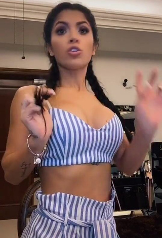 1. Hot Kimberly Flores Shows Cleavage in Striped Crop Top