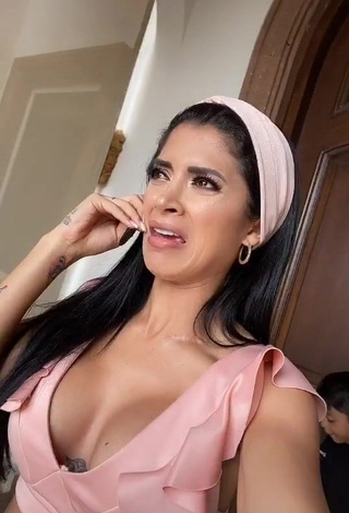 Beautiful Kimberly Flores Shows Cleavage in Sexy Pink Crop Top