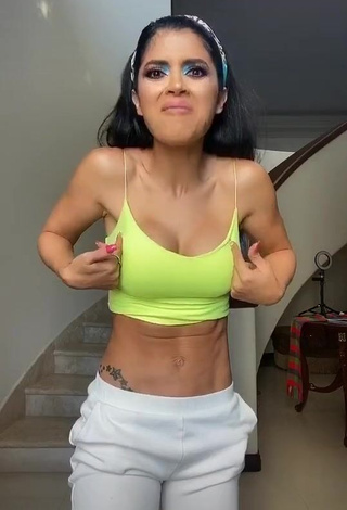 4. Sensual Kimberly Flores Shows Cleavage in Lime Green Crop Top