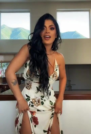 Sweetie Kimberly Flores Shows Cleavage in Floral Dress