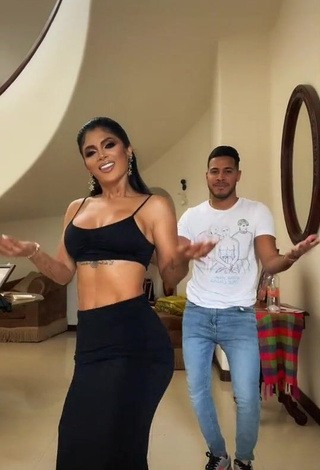 Fine Kimberly Flores Shows Cleavage in Sweet Black Crop Top