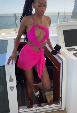 Hot Lala Milan in Firefly Rose Swimsuit on a Boat