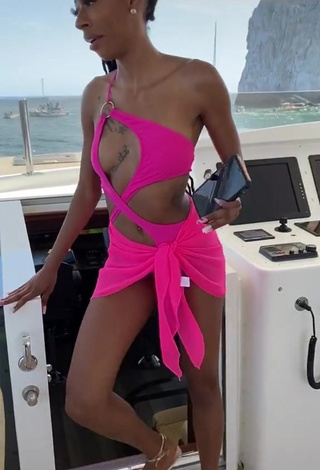 3. Hot Lala Milan in Firefly Rose Swimsuit on a Boat