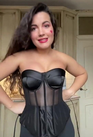 1. Hot Lana Shows Cleavage in Black Corset