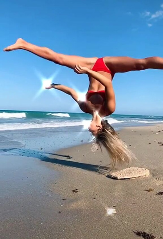 3. Cute Olivia Dunne in Red Bikini at the Beach