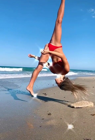 4. Cute Olivia Dunne in Red Bikini at the Beach