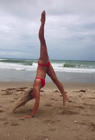 3. Desirable Olivia Dunne in Red Bikini at the Beach