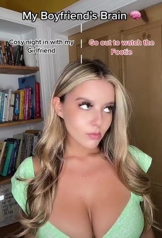 1. Sexy Maddie Davies Shows Cleavage in Green Top