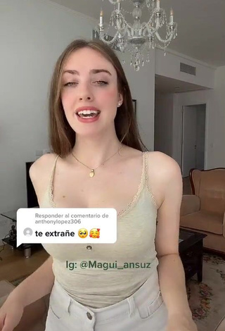 1. Magui Ansuz Shows Cleavage in Sweet Beige Crop Top