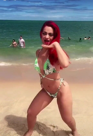 1. Elegant Mayca Delduque in Floral Bikini at the Beach