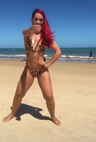 1. Mayca Delduque Looks Cute in Leopard Bikini at the Beach